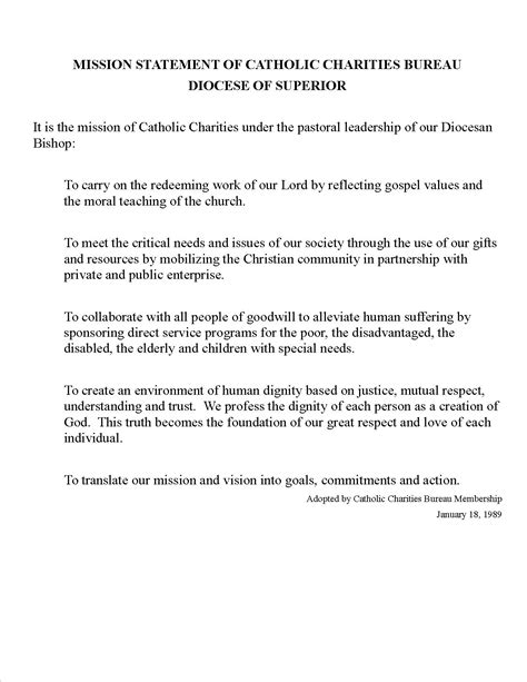 Catholic Charities Mission Statement .